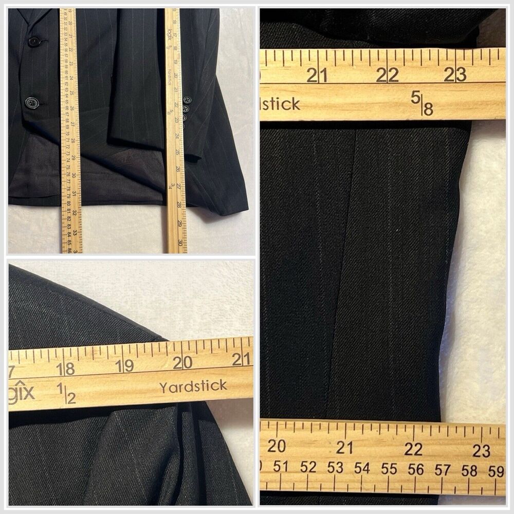 Vintage Burberry 44R Black Gray Pinstripe Blazer Sport Coat Jacket - Picture 10 of 14